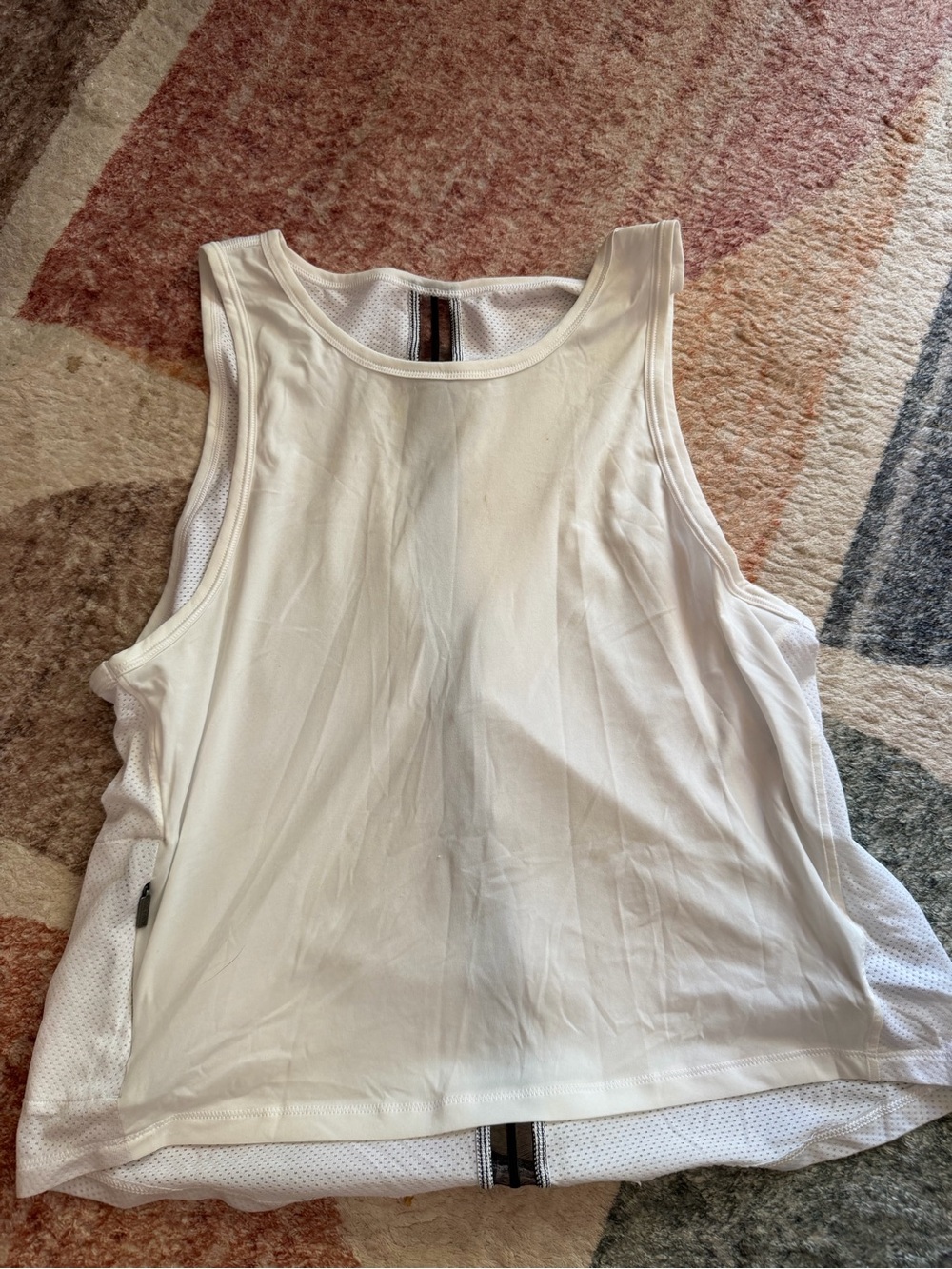 Victoria's Secret White Mesh-Back Athletic Tank Top
